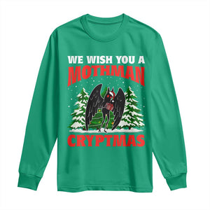 Mothman Christmas Long Sleeve Shirt We Wish You A Mothman Cryptmas Cryptid Cryptidcore TS02 Irish Green Print Your Wear