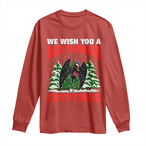 Mothman Christmas Long Sleeve Shirt We Wish You A Mothman Cryptmas Cryptid Cryptidcore TS02 Red Print Your Wear