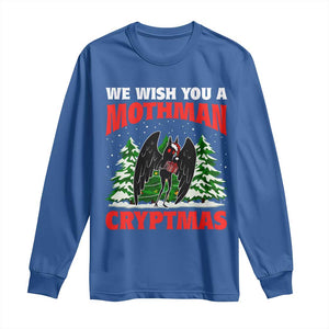 Mothman Christmas Long Sleeve Shirt We Wish You A Mothman Cryptmas Cryptid Cryptidcore TS02 Royal Blue Print Your Wear