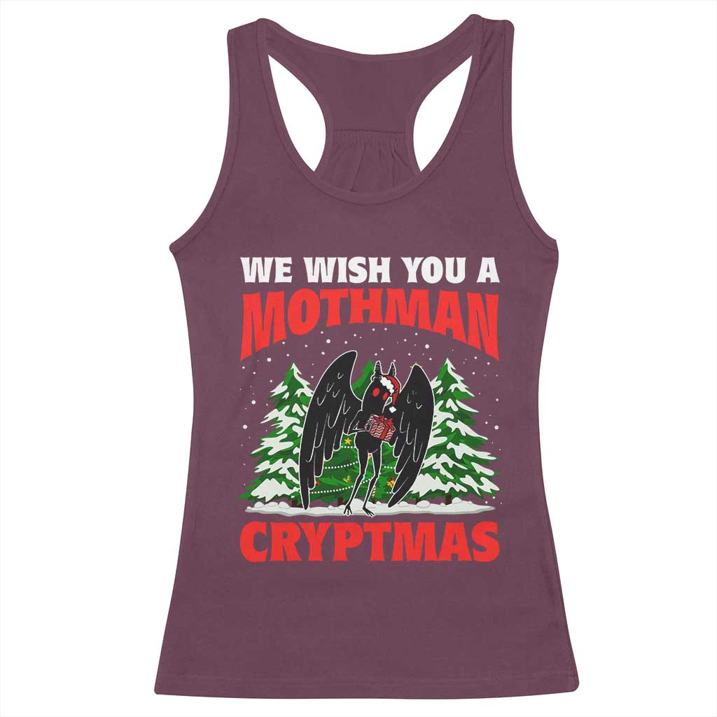 Mothman Christmas Racerback Tank Top We Wish You A Mothman Cryptmas Cryptid Cryptidcore TS02 Maroon Print Your Wear