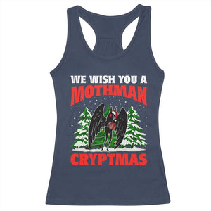Mothman Christmas Racerback Tank Top We Wish You A Mothman Cryptmas Cryptid Cryptidcore TS02 Navy Print Your Wear