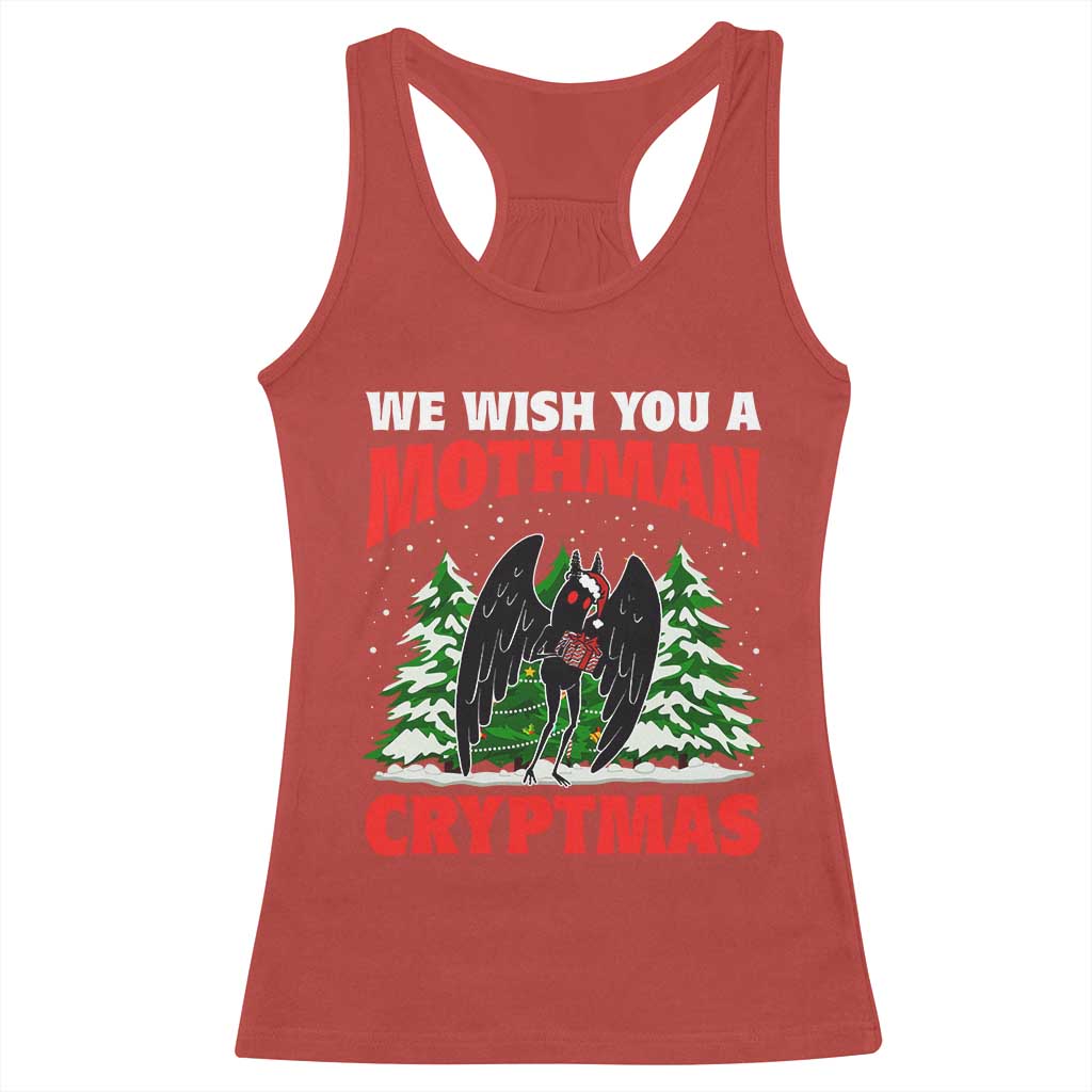 Mothman Christmas Racerback Tank Top We Wish You A Mothman Cryptmas Cryptid Cryptidcore TS02 Red Print Your Wear