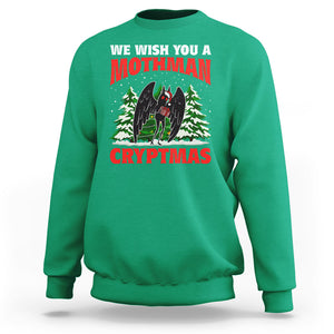 Mothman Christmas Sweatshirt We Wish You A Mothman Cryptmas Cryptid Cryptidcore TS02 Irish Green Printyourwear