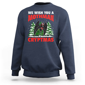 Mothman Christmas Sweatshirt We Wish You A Mothman Cryptmas Cryptid Cryptidcore TS02 Navy Printyourwear