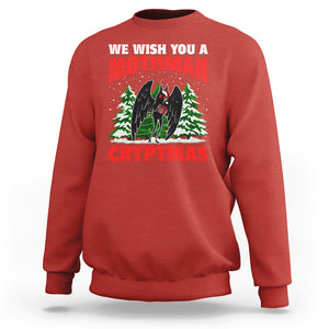 Mothman Christmas Sweatshirt We Wish You A Mothman Cryptmas Cryptid Cryptidcore TS02 Red Printyourwear