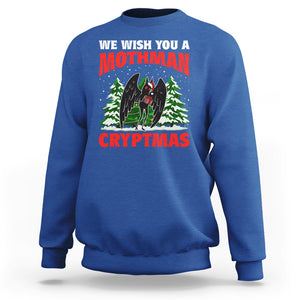 Mothman Christmas Sweatshirt We Wish You A Mothman Cryptmas Cryptid Cryptidcore TS02 Royal Blue Printyourwear