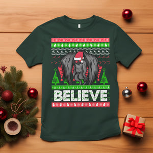 Mothman Christmas T Shirt Believe Cryptmas Cryptid Monster Point Pleasant TS02 Dark Forest Green Printyourwear