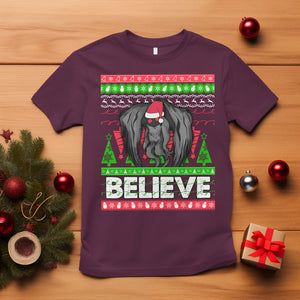 Mothman Christmas T Shirt Believe Cryptmas Cryptid Monster Point Pleasant TS02 Maroon Printyourwear