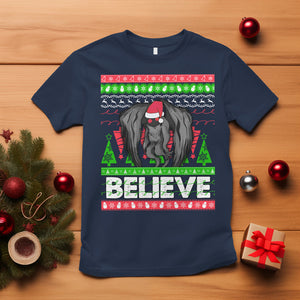 Mothman Christmas T Shirt Believe Cryptmas Cryptid Monster Point Pleasant TS02 Navy Printyourwear