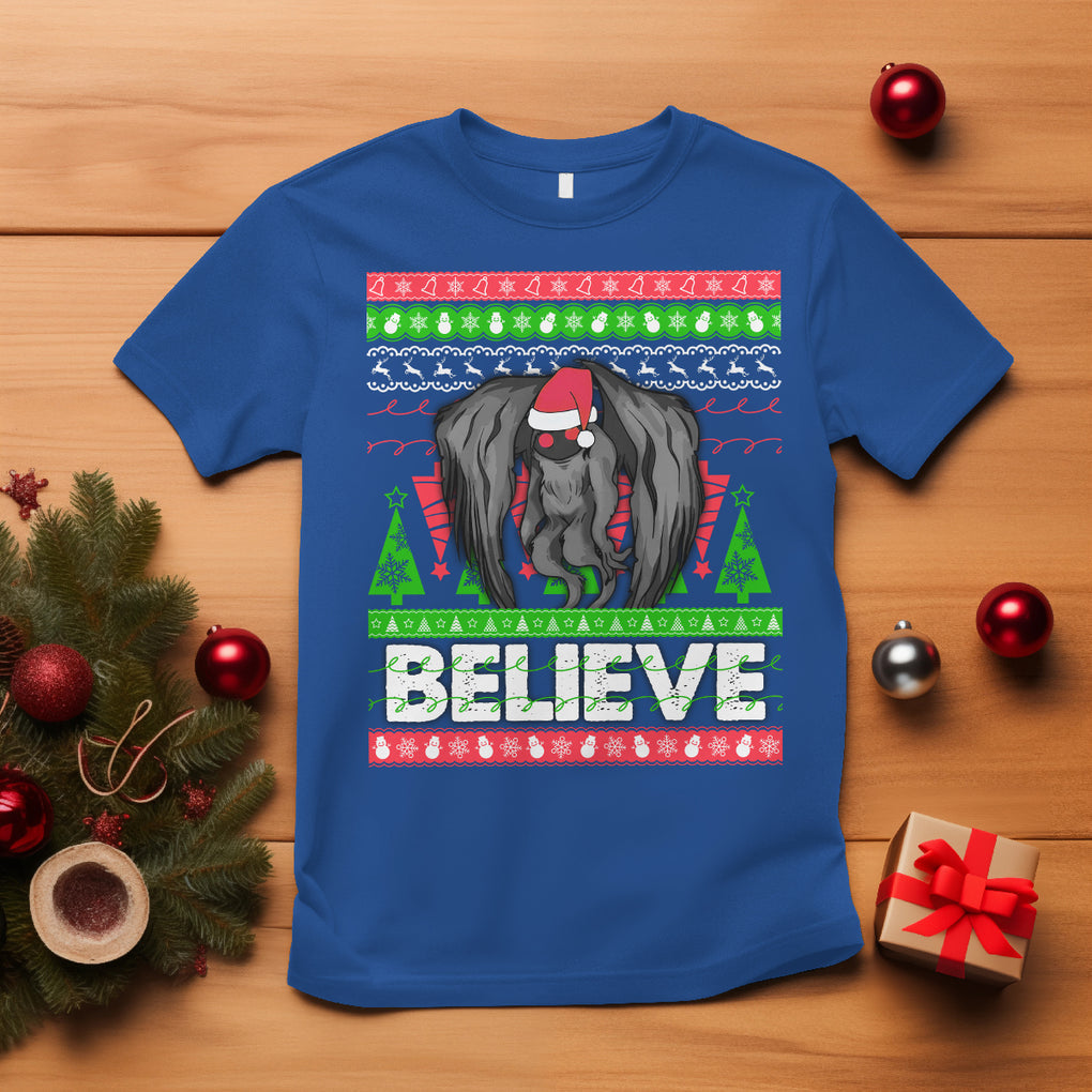 Mothman Christmas T Shirt Believe Cryptmas Cryptid Monster Point Pleasant TS02 Royal Blue Printyourwear