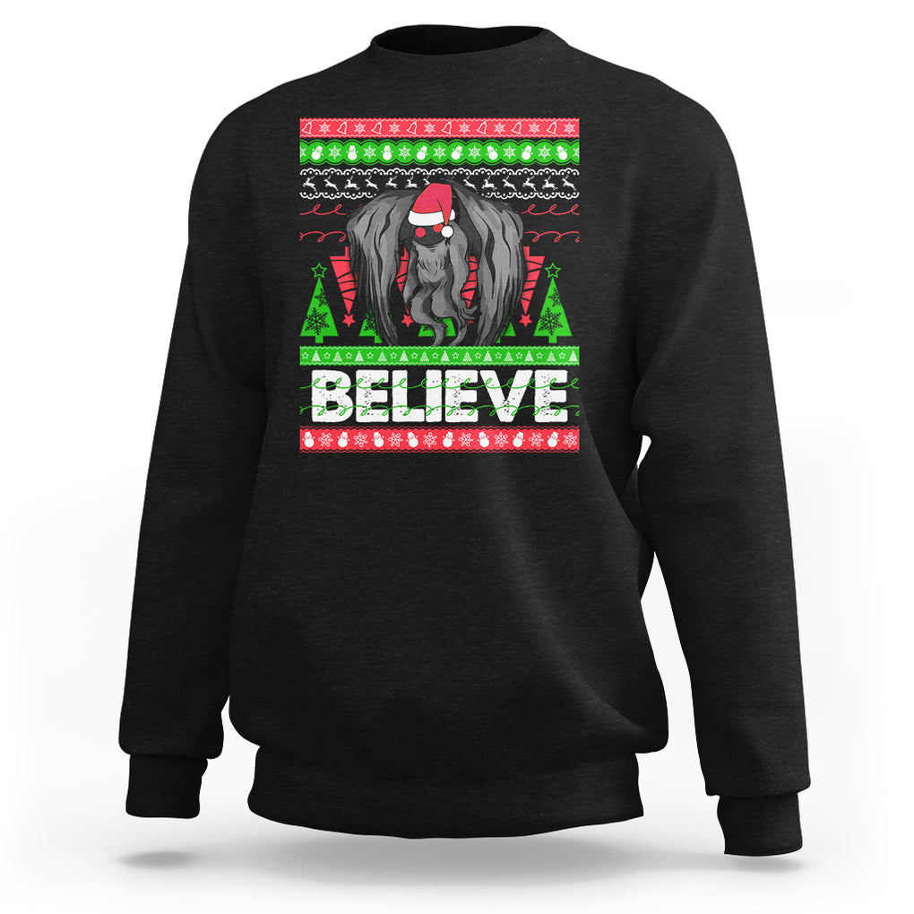 Mothman Christmas Sweatshirt Believe Cryptmas Cryptid Monster Point Pleasant TS02 Black Printyourwear