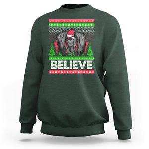 Mothman Christmas Sweatshirt Believe Cryptmas Cryptid Monster Point Pleasant TS02 Dark Forest Green Printyourwear