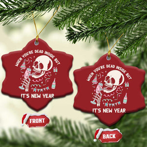 Drinking Skeleton Christmas Ornament When You're Dead Inside But It's New Year TS02 Snow Flake Red Print Your Wear