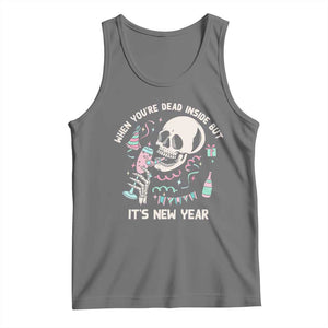 Drinking Skeleton Tank Top When You're Dead Inside But It's New Year TS02 Black Heather Print Your Wear