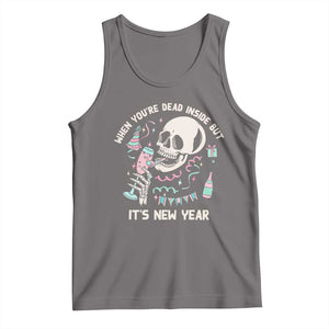 Drinking Skeleton Tank Top When You're Dead Inside But It's New Year TS02 Deep Heather Print Your Wear