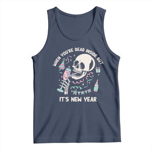 Drinking Skeleton Tank Top When You're Dead Inside But It's New Year TS02 Navy Print Your Wear