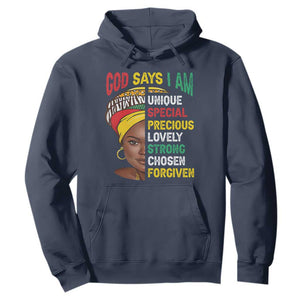 Black History Month Hoodie God Says I Am Bible Melanin Girl Pride TS02 Navy Printyourwear