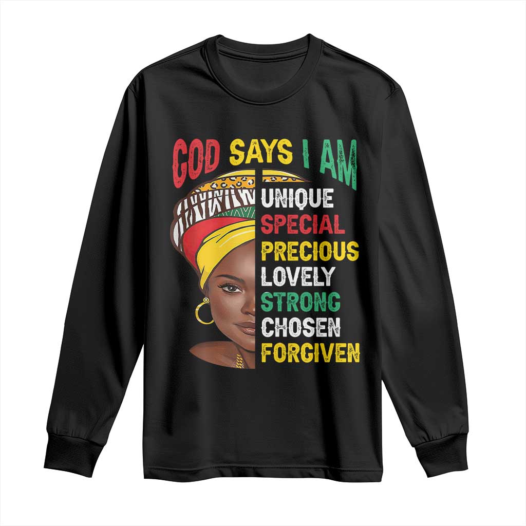 Proud Black Woman Long Sleeve Shirt God Says I Am Melanin Girl Pride TS02 Black Print Your Wear