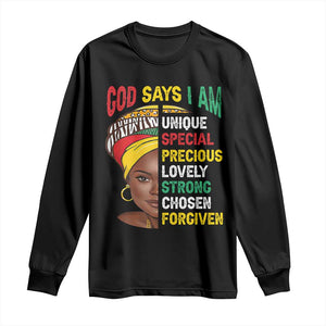 Proud Black Woman Long Sleeve Shirt God Says I Am Melanin Girl Pride TS02 Black Print Your Wear