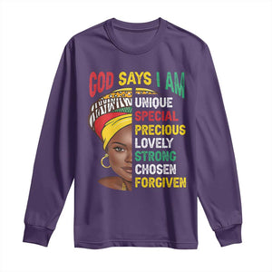 Proud Black Woman Long Sleeve Shirt God Says I Am Melanin Girl Pride TS02 Purple Print Your Wear