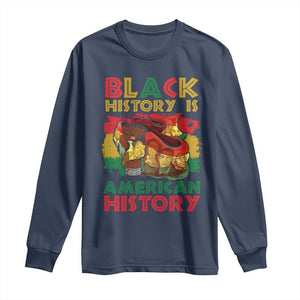 Black History Is American History Long Sleeve Shirt African American Pride Flag Raised Fist TS02 Navy Print Your Wear