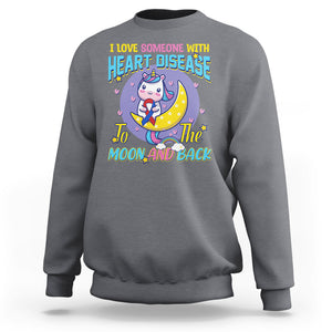 Unicorn CHD Awareness Sweatshirt I Love Someone With Heart Disease To The Moon & Back TS02 Charcoal Printyourwear