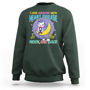 Unicorn CHD Awareness Sweatshirt I Love Someone With Heart Disease To The Moon & Back TS02 Dark Forest Green Printyourwear