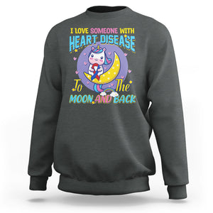 Unicorn CHD Awareness Sweatshirt I Love Someone With Heart Disease To The Moon & Back TS02 Dark Heather Printyourwear