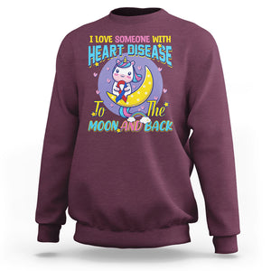 Unicorn CHD Awareness Sweatshirt I Love Someone With Heart Disease To The Moon & Back TS02 Maroon Printyourwear