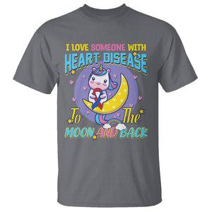 Unicorn CHD Awareness T Shirt I Love Someone With Heart Disease To The Moon & Back TS02 Charcoal Printyourwear