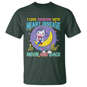 Unicorn CHD Awareness T Shirt I Love Someone With Heart Disease To The Moon & Back TS02 Dark Forest Green Printyourwear