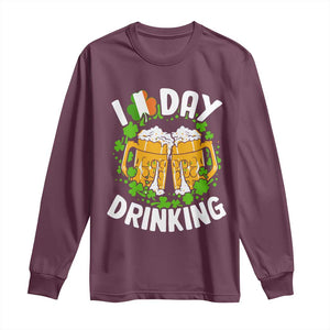 Funny St Patricks Day Long Sleeve Shirt I Love Day Drinking Beer Lover Drink Team TS02 Maroon Print Your Wear