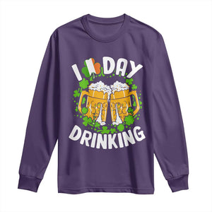 Funny St Patricks Day Long Sleeve Shirt I Love Day Drinking Beer Lover Drink Team TS02 Purple Print Your Wear