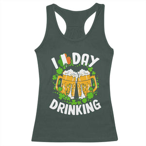 Funny St Patricks Day Racerback Tank Top I Love Day Drinking Beer Lover Drink Team TS02 Dark Forest Green Print Your Wear