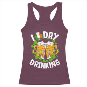 Funny St Patricks Day Racerback Tank Top I Love Day Drinking Beer Lover Drink Team TS02 Maroon Print Your Wear