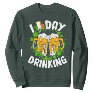 Funny St Patricks Day Sweatshirt I Love Day Drinking Beer Lover Drink Team TS02 Dark Forest Green Print Your Wear