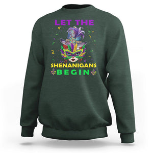 Funny Mardi Gras Sweatshirt Let The Shenanigans Begin TS02 Dark Forest Green Printyourwear