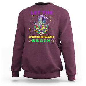 Funny Mardi Gras Sweatshirt Let The Shenanigans Begin TS02 Maroon Printyourwear