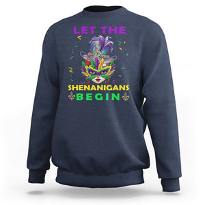 Funny Mardi Gras Sweatshirt Let The Shenanigans Begin TS02 Navy Printyourwear