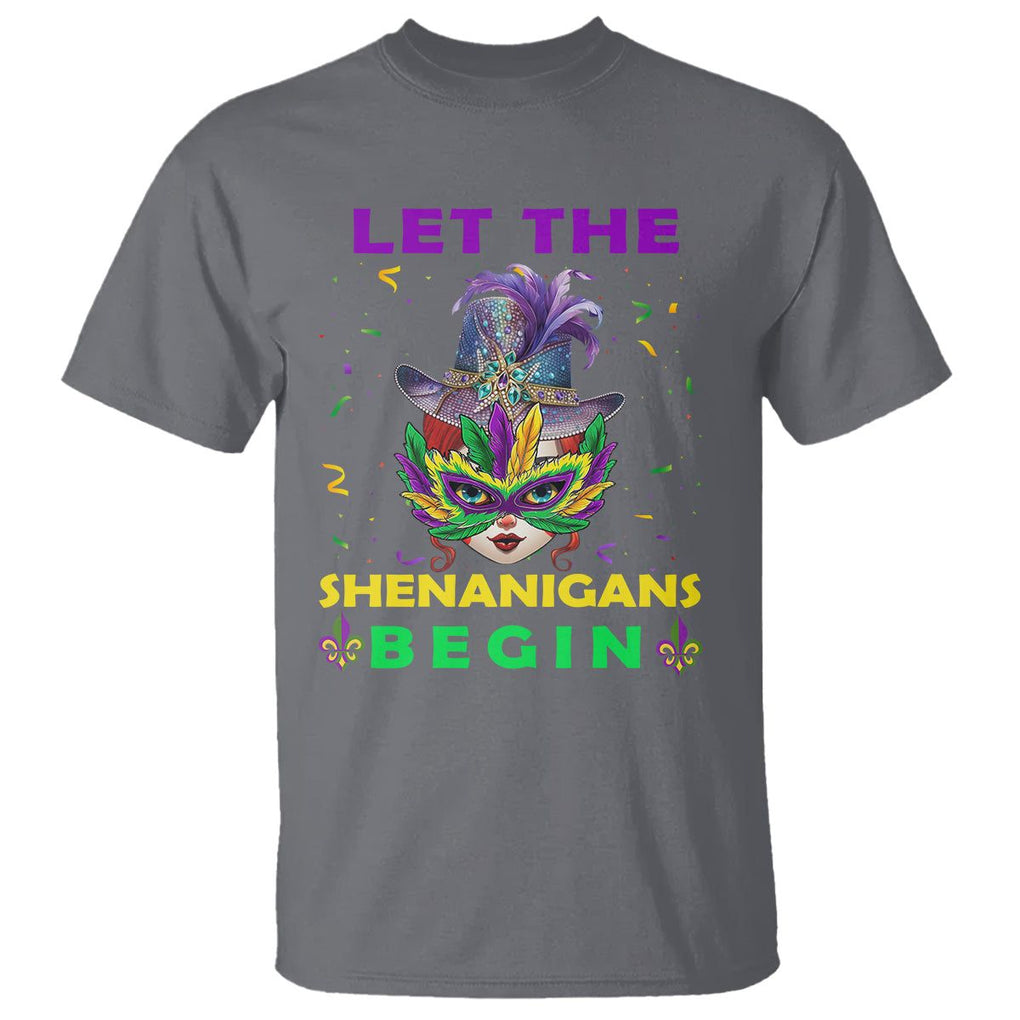 Funny Mardi Gras T Shirt Let The Shenanigans Begin TS02 Charcoal Printyourwear