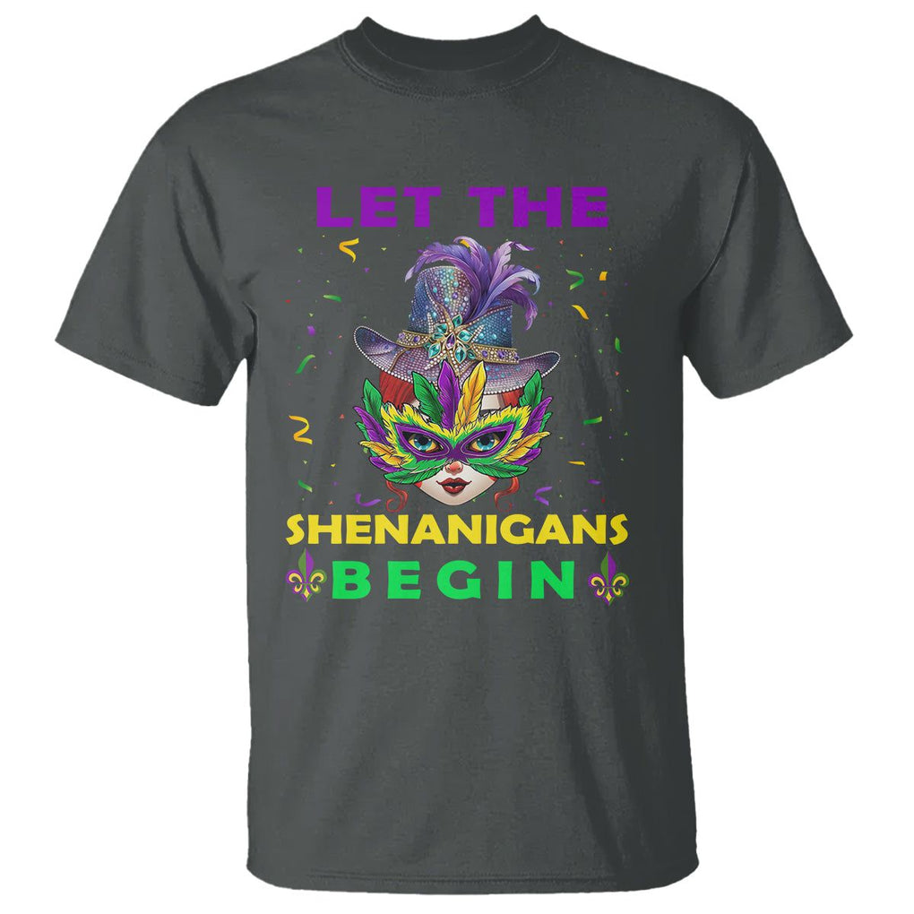 Funny Mardi Gras T Shirt Let The Shenanigans Begin TS02 Dark Heather Printyourwear