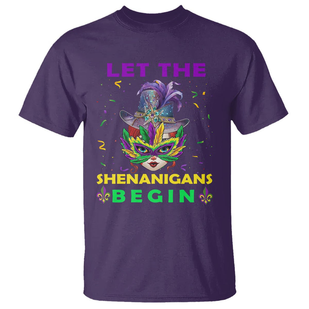 Funny Mardi Gras T Shirt Let The Shenanigans Begin TS02 Purple Printyourwear