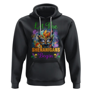 Funny Mardi Gras Hoodie Let The Shenanigans Begin Mask Carnival Lover TS02 Black Printyourwear