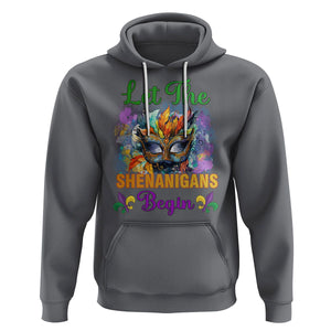 Funny Mardi Gras Hoodie Let The Shenanigans Begin Mask Carnival Lover TS02 Charcoal Printyourwear