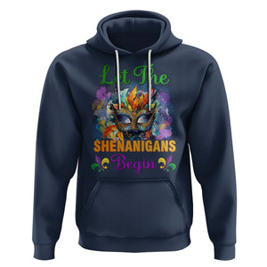 Funny Mardi Gras Hoodie Let The Shenanigans Begin Mask Carnival Lover TS02 Navy Printyourwear