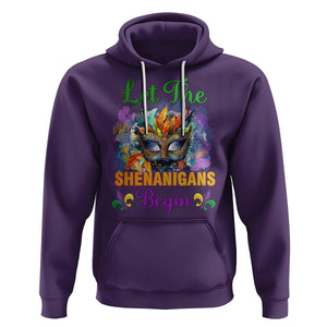 Funny Mardi Gras Hoodie Let The Shenanigans Begin Mask Carnival Lover TS02 Purple Printyourwear