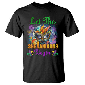 Funny Mardi Gras T Shirt Let The Shenanigans Begin Mask Carnival Lover TS02 Black Printyourwear