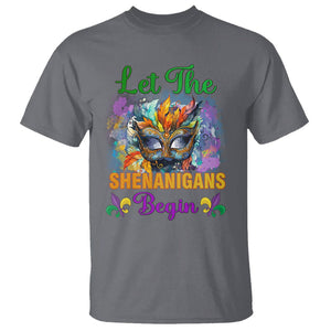 Funny Mardi Gras T Shirt Let The Shenanigans Begin Mask Carnival Lover TS02 Charcoal Printyourwear