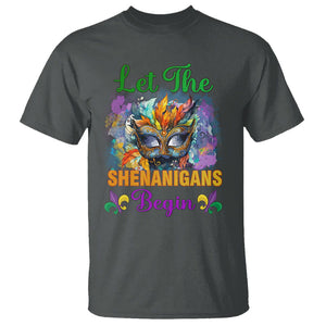 Funny Mardi Gras T Shirt Let The Shenanigans Begin Mask Carnival Lover TS02 Dark Heather Printyourwear