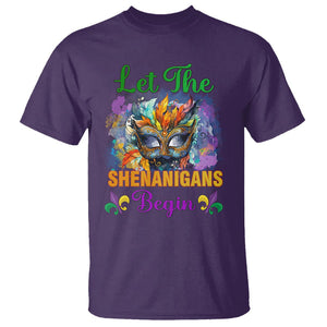 Funny Mardi Gras T Shirt Let The Shenanigans Begin Mask Carnival Lover TS02 Purple Printyourwear